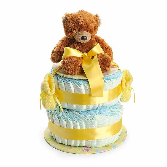 gâteau de couches, jaune, cadeau de naissance, par creatifpassion